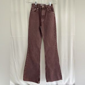 NWT ZARA High-Rise Full Length Purple Wash Flare Jeans